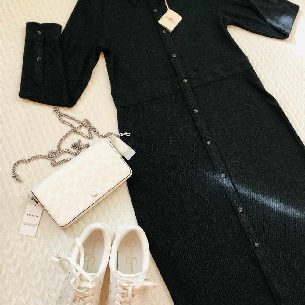 Faherty Charcoal Long Sleeve Dress